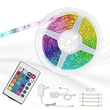 Briloner Leuchten LED Band 5 m inklusive Fernbedienung, LED Stripe selbstklebend, 150 x RGB-LEDs, LED Streifen dimmbar, 24 W, Länge: 5