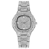 OLUYNG Armbanduhr Uhr Mode Stahl Gürtel Set Diamant Uhr Herrenuhr, Silber Damen, Armb