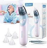 Bichiro Nasensauger, elektrischer Baby-Nasenreiniger und Ohrenschmalzentferner mit 4 wiederverwendbaren Rotzsaugerdüsen für Neugeborene, Kleinkinder und Kleink