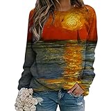 SHITOUJI Pullover Damen 3D Druck Sweatshirt Langarm Lustig Bunt Graphic Shirts Oberteile Mädchen Langarmshirt Lange Ärmel Tops T-S