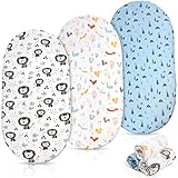 ABirdon 3er Pack Baby Spannbettlaken für Kinderwagen, Weich Hautfreundlich Baumwolle Baby Spannbetttuch, Geringe Schrumpfung Kinderbett Stubenwagen Bettlaken für Oval oder Eckig Matratze (82 x 41 cm)