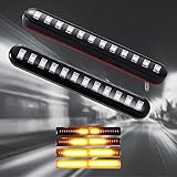 Evermotor Motorrad Indikatoren 2×12V 12 LEDs Lampen Sequentiell fließende Blinker Motorrad Anzeigen Lizenz Kennzeichenbeleuchtung für Roller ATV Scooter Geländefahrzeug Bernstein Lichter L