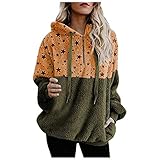 BOLANQ Frauen Plus Size Kapuzenpullover Star Winter Warm Reißverschlusstaschen Mantel Outw