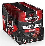 Jack Links Beef Jerky Original – 12er Pack (12 x 70 g) – Proteinreiches Trockenfleisch vom Rind – Getrocknetes High Protein Dö