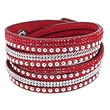 cuiyoush Damen-Armband aus Kunstleder, glänzend, mit Strasssteinen, zum Basteln, mehrlagig, Geschenk,