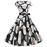 Weihnachtskleid Damen Vintage 50er Rockabilly Retro Kleider Hohe Taille Elegant Faltenkleid A-Linie Swing Kleider Weihnachten Cocktailkleid Abendkleid Christmas Partyk