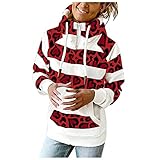 Kawaii Hoodie For Girls Halloween Pullover Damen Herbstmantel Lang Jumper 1/4 ReißVerschluss Gestreiftes Kapuzenpullover Cute Oversize Rollkragen-Kapuzen-Sweatshirt Mit Kordelzug Lang