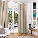 Beautissu Amelie 2er Set Verdunklungsvorhänge 140x245 cm - Vorhänge Blickdicht mit Kräuselband – 2 Stück Blackout-Gardinen Universalband C