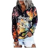 TheSosy Damen Hoodies Farbblock Sweatshirt Tie-Dye-Druck Pullover Mantel mit Kapuze Casual Kapuzenpullover Langarm Shirts Kordelzug Oberteil mit Taschen Und Tasten (Gelb,L)