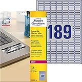 AVERY Zweckform L6008-20 Typenschild Folienetiketten (3.780 Aufkleber, 25,4x10mm auf A4, extrem stark selbstklebend, strapazierfähig, wetterfest, bedruckbare Klebefolie, blanko) 20 Blatt, silb