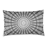 Poeticcity Vintage Manada Floral Schwarz Weiß Muster Baumwolle Samt Kissenbezug Throw Pillow Sham Kissenbezug Kissenbezüge Weiche Atmungsaktive Bett Kissenbezüge für Auto Couch Bett 50,8 x 91,4