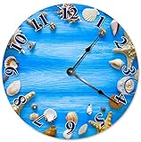 DKISEE Muscheln in einem Kreis Uhr Quarzuhr für Küche Wohnzimmer Schule 30,5