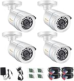 Anlapus 4 Stück 1080P Sicherheitskamera für den Außenbereich mit Nachtsicht, IP66 wetterfest, Bewegungserkennung, CCTV Überwachungskameras für 720P, 1080P, 5MP, 4K HD-TVI analoge DVR-Sy