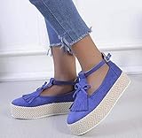JHGF Damenmode Sandalen Sommer Sandalen Für Damen Plateau Quaste Wildleder Sandale Geschlossene Zehe Schnalle Schuhe Knöchelriemen Absatz Vintage Strand Espadrilles Sandalen Fashion Sexy S