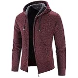 LUNULE Herren Strickpullover Warme Verdickt Kapuzenpullover Langarm Slim fit Strick-Pullover mit Reißverschluss für Männer Herbst Winter Casual Hoodie-Pullover Herren Winterp
