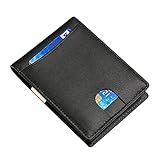 Leder Geldbörse Herren mit RFID Schutz I Hunter Leder Herren Portemonnaie Herren Geldbeutel Schwarz (ca. 11 x 8 x 2,2 cm)