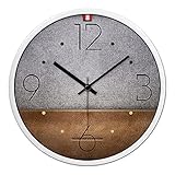 Wanduhr mit leisem Uhrwerk, Einfach zu lesendes Zifferblatt,leicht zu lesen, Home/Küche/Büro/Schuluhr,Ledertasche grafisch weißer Rahmen▁12