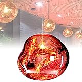 ACCZ Pendelleuchte, Kronleuchter Modern, Pendelleuchte Glas Lampenschirm, E27 Mirrored Hängelampe, Unregelmäßiger Hängeleuchte, Hängeleuchte, Pendellampe,Deckenleuchte,Rot,27