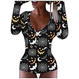 WENZHOU Kurze Jumpsuits Pajamas Damen Sommer Kuschelig Muster Drucken Overall Frauen Kleidung Latzhosen Einteiler Onesie Overall Kuschelanzug Romper GanzköRperanzug Trainingsanzug Jogginganzug