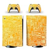 AXDNH Skin Sticker Sticker Aufkleber für PS5 Controller, Schutzhülle PVC Aufkleber für Playstation 5 Decals Konsole und 2 PS5 Gamepad, CD-ROM Version - Leiterplatten-Design, gelb, 0098