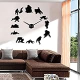 HERWS Wanduhren Kampfsport DIY Große Große Riesen Wanduhren Modernes Design Jujitsu 3D Wanduhren Wohnzimmer Dek