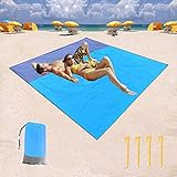 Wasserdichte Stranddecke Picknickdecke Outdoor Sandabweisende Strandmatte 200 x 140 cm Faltbare tragbare Taschendecke 4 Befestigung Ecken Ultraleicht kompakt für den Strand, Wandern und Ausflüg