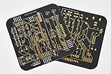 Untersetzer in Platinen Design 2er Set Schwarz goldene Kontakte für Gläser und Tassen Bürozubehör Computer Geeky Geschenk Kaffe Tee Tisch PCB Nerd Technik Home Bar Accessory