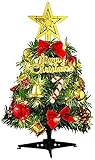 30cm Mini Künstliche Tischplatte Weihnachtsbaum mit Ornamenten & LEDs Lichterkette Stern Baumkrone,Weihnachtstischplatte,DesktopDekorationen für Home Party Supplies Mini Christmas Pine Tree W