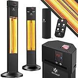 KESSER® Standheizstrahler Infrarot Stand Heizstrahler Inkl. Schutzhülle Wärmestrahler Terrasse Infrarotstrahler Turmheizstrahler 3 Heizstufen 2000W Terrassenstrahler mit Fernbedienung Timer Schw