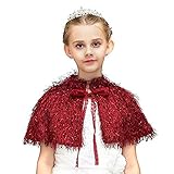 Brautschal Kinder Mädchen Brautzusatz Spitze Schultertuch Hochzeit Blumenmädchen Brautjacke Herbst Winter Wamer Cape Stola Cosplay Karneval Koatüm Wedding Party Abendk