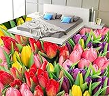 3D Boden Aufkleber Minecraft Teppich Hd Schöne Tulpenblumen Und Blumen 3D Boden-_300 * 210Cmhome Decoration Moistureproof Waterproof Sound Absorp