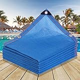 Outdoor Schattierungsnetz,90% UV-Schutz HDPE Gewebe Sonnenschutz Schattennetz,Blaues Sichtschutznetz,Schattiernetz mit Ösen,Sonnensegel,Für Gewächshäuser,Garten,Balkon,Patio (2x10m/6.6x32.8ft)