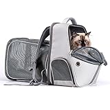 Uiter Pet Carrier Rucksack, erweiterbar atmungsaktiv Mesh Katze Rucksack Träger für kleine Katzen Hunde, belüftete Design Haustier Rucksack Tasche für Reisen Camping im Freien verw