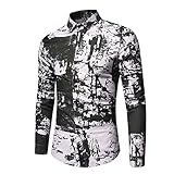 Hemd Herren Herbst Winter Mode Kreative Abstraktes Druck Herren Langarm Modern Urban Slim Fit Strickjacke Herren Freizeithemden Täglich All-Match Herren S