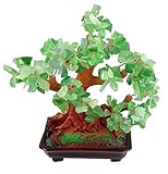 GMMH Feng Shui Glücksbaum 25 cm Geldbaum Bonsai Pfennigbaum Handarbeit Stein grü