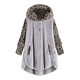 VICIKON Pullover Damen Teddy-Fleece Kapuzenpullover Damen Kunstpelzjacke The Coat Hooded Warm Strickjacke Jacke Kapuzenjacke mit Taschen Winterjacke Damen Mantel Plüschjacke W