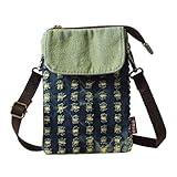 KXF Kleine Handy-b枚rse aus Leinen f眉r Damen, Mini-Schultertasche mit Schultergurt f眉r iPhone X, iPhone 8 Plus, Samsung Galaxy S7 Edge, S8 Edge, - Broken Hole Gr眉n - Gr枚脽e: S