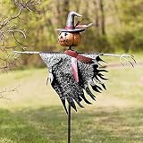 Ohstgp Halloween Vogelscheuche Laterne Bodenpfahl Outdoor Solar Fall Kürbis Laternen Dekor Metall Vogelscheuche Form Jack O Laternen für Halloween Dekorationen Garten Weg Pfahl Hallow