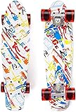 Skateboard Kinder 22'' Penny Board 55 cm Mini-Cruiser Retro-Skateboard für Kinder Jungen Mädchen Jugendliche Erwachsene Anfänger, 55 x 15 cm Komplettboard mit ABEC-7 Kugellager, Bis 100 kg Belastb