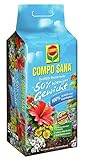 Compo SANA Qualitäts-Blumenerde ca. 50% weniger Gewicht mit 12 Wochen Dünger für alle Zimmer, Balkon- und Gartenpflanzen, Kultursubstrat, 60 Liter, B