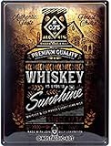 Nostalgic-Art 23281 Retro Blechschild Open Bar – Whiskey Sunshine – Geschenk-Idee für Whisky-Fans, aus Metall, Vintage-Dekoration, 30 x 40