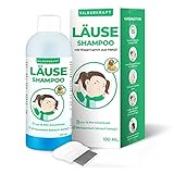 Silberkraft Läuseshampoo 4 x 100 ml mit Nissenkamm, zur Behandlung bei Kopfläusen und Nissen, effektives 2-Phasen-Shampoo, schonend für die Kopfhaut, für Kinder ab 1 J