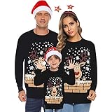 Lustig Weihnachtspullover Familie Set Pulli Weihnachten Pullover Herren Sweatshirt Pullis Damen Kinder Jumper Weihnachtspullis Christmas Rentier Weihnachts Kleidung Winterpullover Jungen M