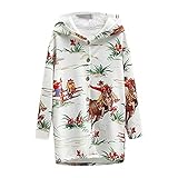 Fomino Retro Strickjacke Warm Plüschjacke Fleecejacke Stern Winterjacke Kapuzenjacke Langarm Mantel, Teddy Fleece Übergansjacke Outwear mit Kapuze Faux Kapuzenpullover (Weiß-2, L)