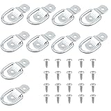 DBREAKS 10Pcs D Ring Zurröse, Ladungssicherung D Ringe, D Ring Aufbauring Haken, D Ring Zurrhaken mit Montagewinkel und Schrauben, Schwerlast Aufbauzurrösen Zurrringe für Anhänger LKW Boot(47x37x6mm)