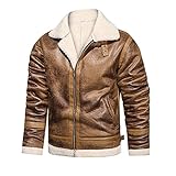 LSDJGDDE Plus Samt Pelzkragen Lederjacken Herren Casual PU Leder Jacke Herren Winter Revers Herrenjacke (Farbe: A, Größe: XXXL)