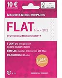 Telekom MagentaMobil Prepaid S SIM-Karte ohne Vertragsbindung I Flat (Min, SMS) ins Telekom Mobilfunknetz & EU-Roaming I Surfen mit LTE Max per Dayflat (50 MB) für 1,49EUR/24h I 10 EUR Startguthab