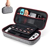 Tasche für Nintendo Switch - Younik Verbesserte Version Harte Reise Hülle Case mit größerem Speicherplatz für 19 Spiele, offizieller Wechselstromadapter und anderes Nintendo Switch Zubehör(Grau)