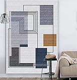 Designer Teppich Flur Teppich Zimmers Teppichboden Grau blau gelb geometrisches Design moderner Wohnzimmerteppich leicht zu reinigen 180X280cm Teppich G