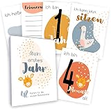 Meilensteinkarten Baby (42 Stück mit Box) Junge & Mädchen - Meilenstein Karten - Milestone Cards Geschenk zur Geburt - Geschenke Schwangerschaft & Babyparty - Fotokarten Babykarten - Bunte T